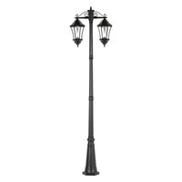 LED Victorian Morph Solar Double Lamp Post Lights - 300 Lumens - 2700K - Black Finish - Gama Sonic