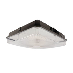 LED Parking Garage Canopy Light - Wattage Adjustable 65W/80W/100W - Color Tunable 3000K/4000K/5000K - Brown Finish - Sensor Base - LumeGen