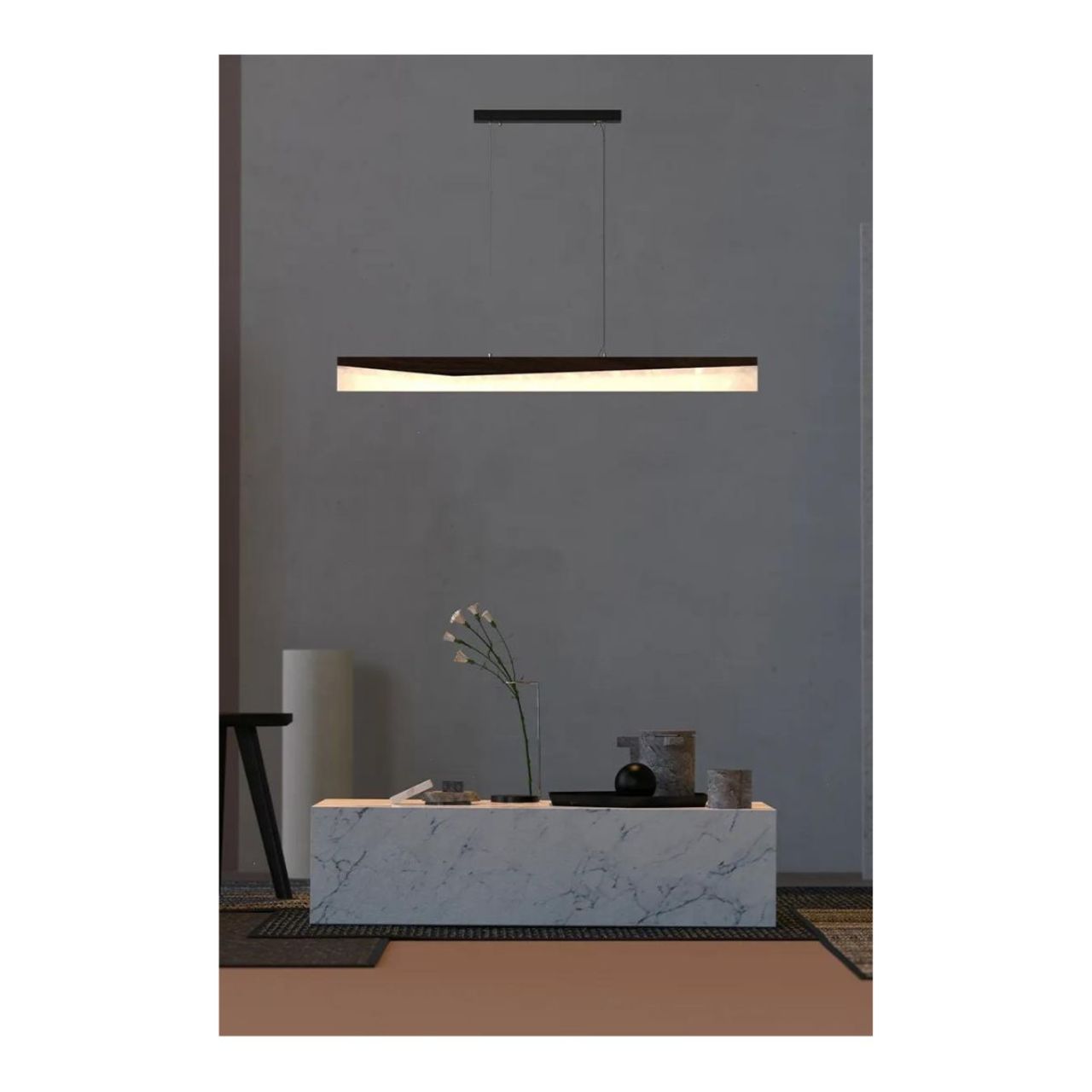 47in. Artisan Wood Collection Linear Pendant Smoke Reflection - 20W - 1795 Lumens - 3000K - Euri Lighting