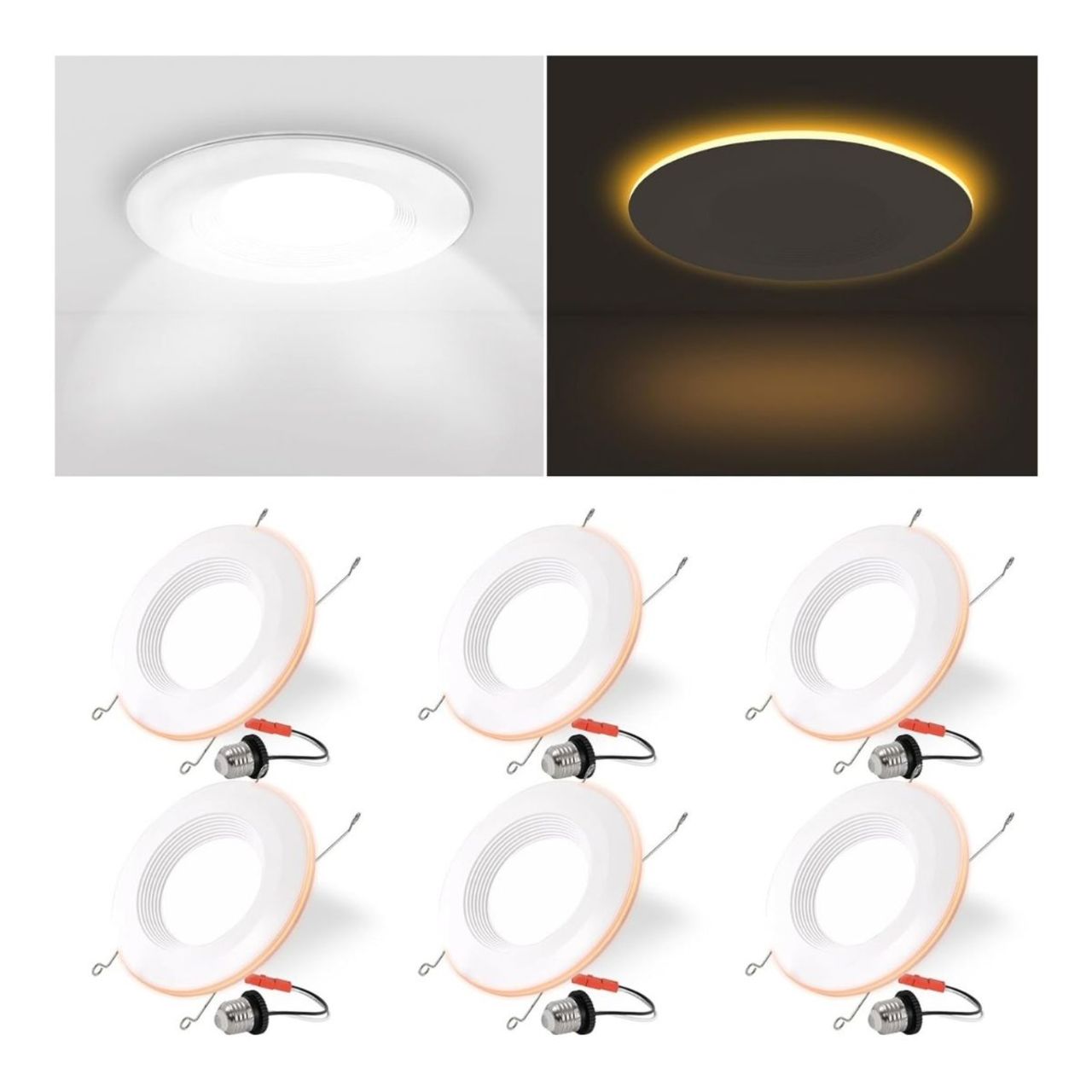 Case of 6 - 6in LED Recessed Retrofit w/ Night Light - 9W - 650 Lumens - E26 Base - Energetic Lighting