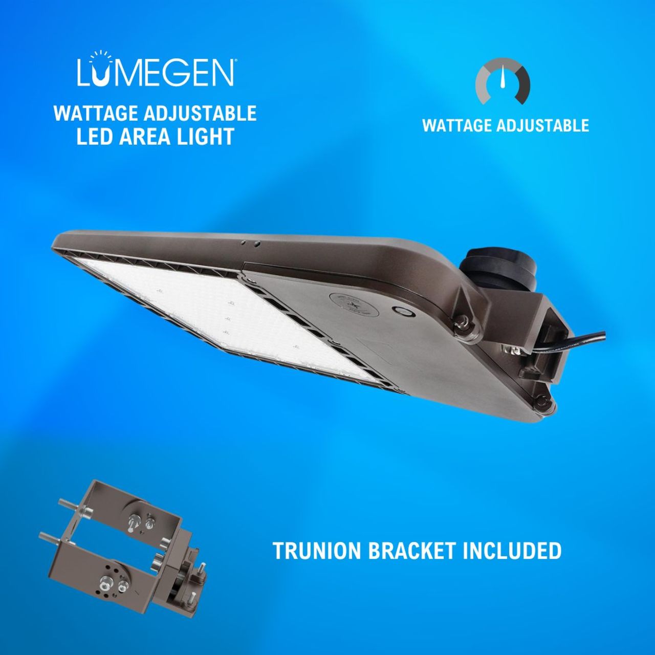 LED Area Light with Trunion Bracket - Wattage Adjustable 200W/240W/300W - 5000K - LumeGen