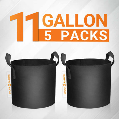 Pack of 5 - 11 Gallon Grow Bags - Spider Farmer