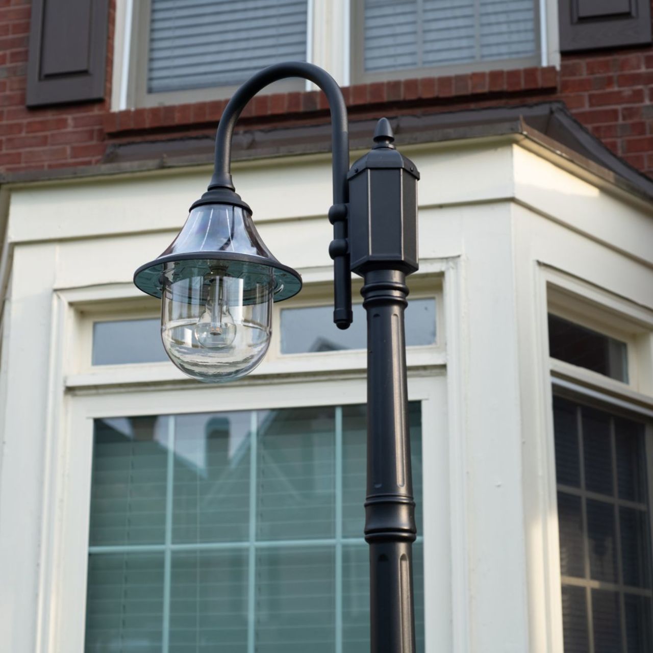 Solar LED Orion Post Light with 8ft Post - Black Finish - Gama Sonic