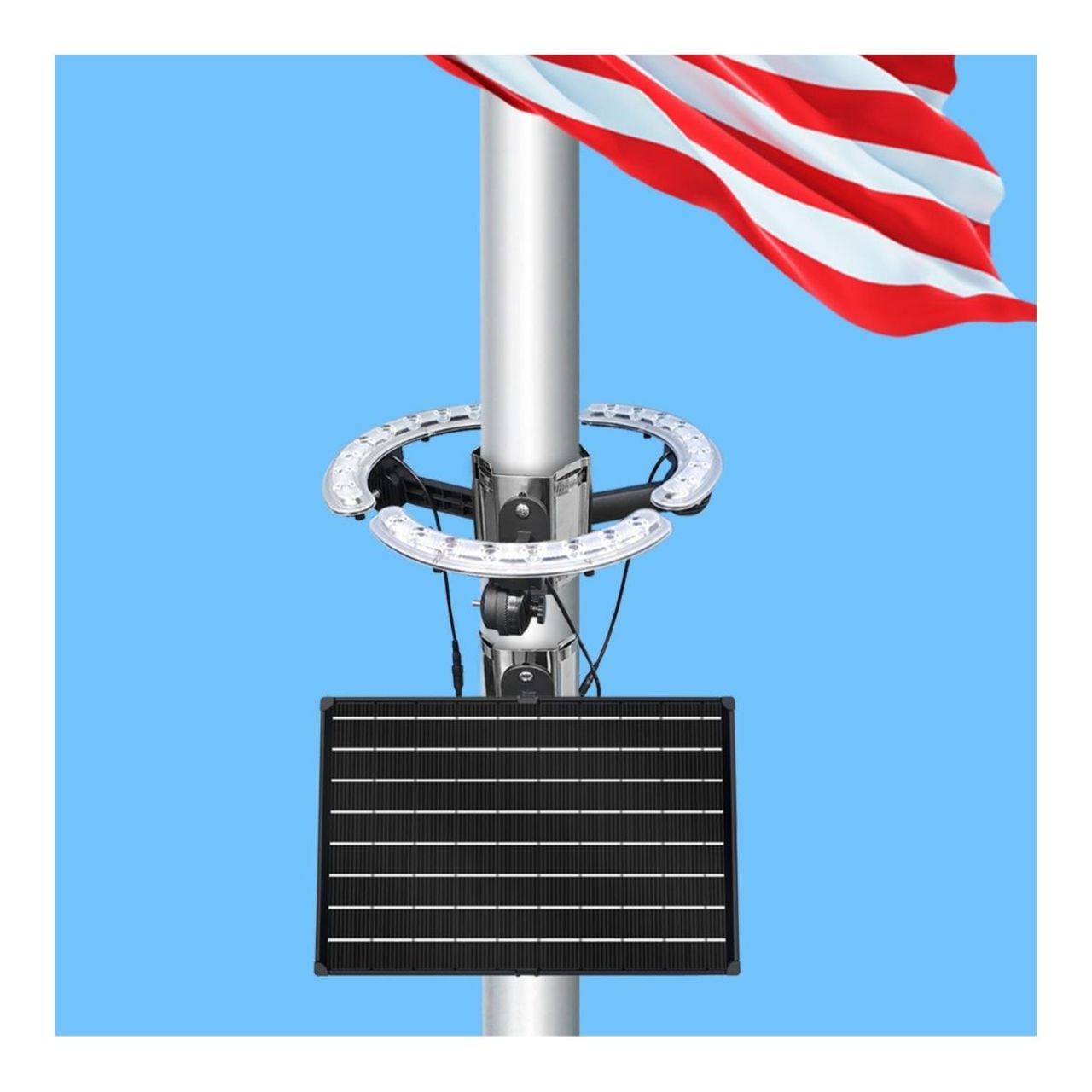 Solar LED Flag Light Ring - Pole Installation - 24 LEDs - LumeGen