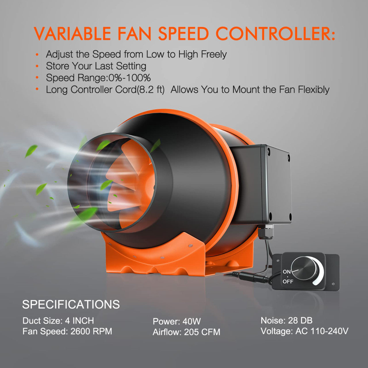 4in. Speed Controlled Inline Duct Fan - Spider Farmer