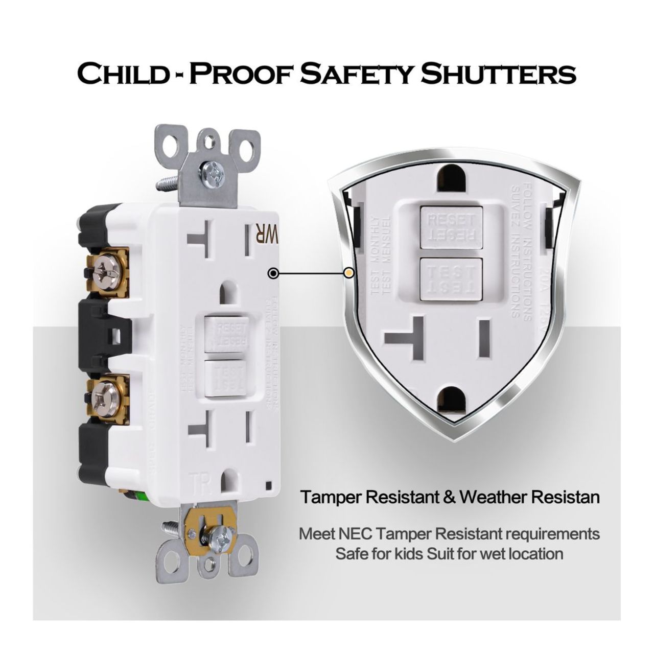 Case of 4 - Receptacle Duplex GFCI Tamper & Weather Resistant