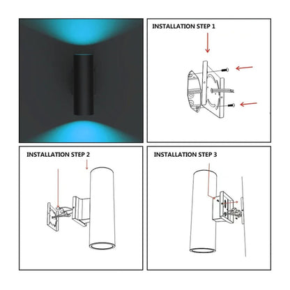 LED Up/Down Cylinder Wall Light - 18W - 1400 Lumens - Color Tunable - Black Finish - LumeGen