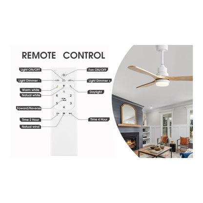 52in. Ceiling Fan with LED Light Kit - 18W - 800 Lumens - Color Selectable - Remote Control