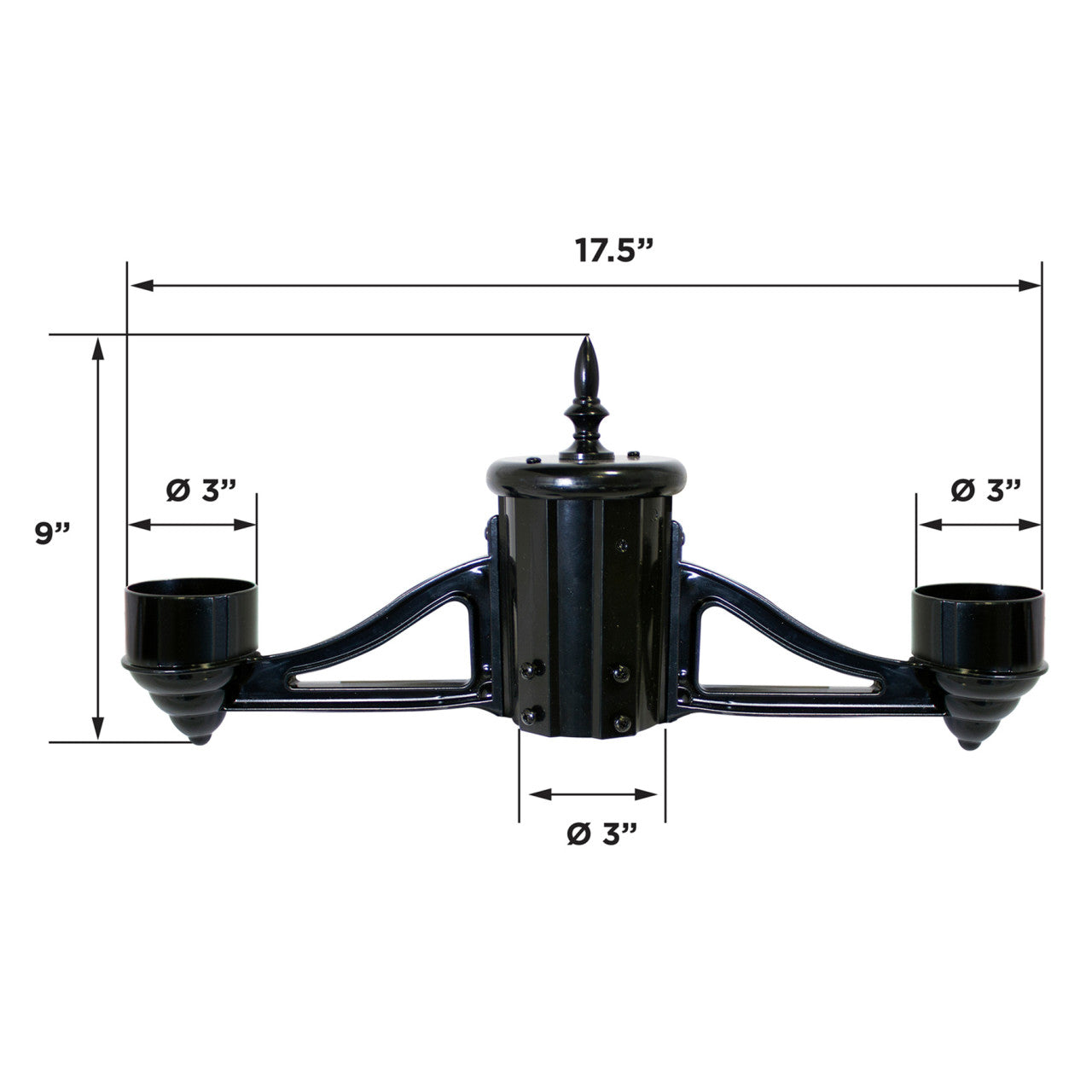 Dual-Head Bracket Kit with 3in. Fitter - Black Finish - Gama Sonic