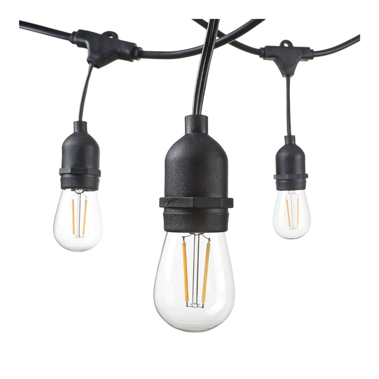 48ft Commercial Heavy-Duty S14 String Light - 24 E26 Sockets - 16AWG - Double Filament 1.5W S14 Bulbs - LumeGen