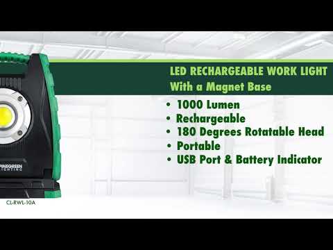 LED Rechargeable Work Light - 10W - 1000 Lumens - 5000K - Pinegreen Lighting