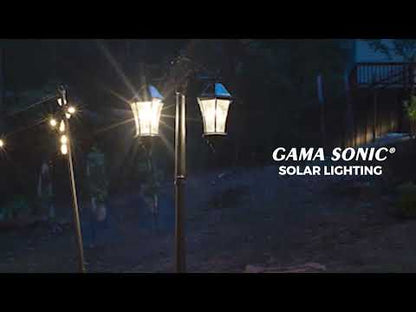 LED Victorian Morph Solar Double Lamp Post Lights - 300 Lumens - 2700K - Black Finish - Gama Sonic