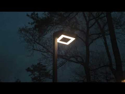 Solar LED Contemporary Square Post Light with 8ft Square Pole - Black Finish - Gama Sonic