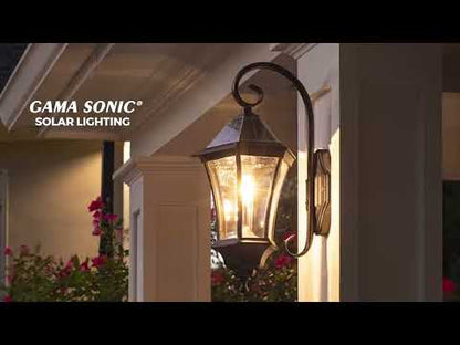 LED Victorian Morph Solar Wall Light - 150 Lumens - 2700K - Black Finish - Gama Sonic