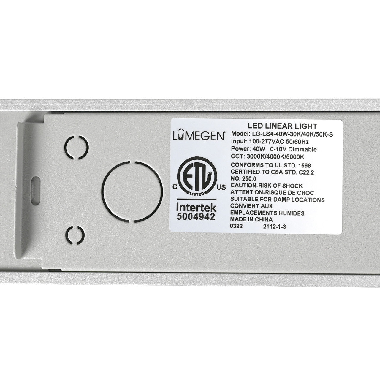 Surface Mount LED 4ft. Linear Light - 40 Watt - Color Tunable 3000K/4000K/5000K - Silver Lamp Body - LumeGen