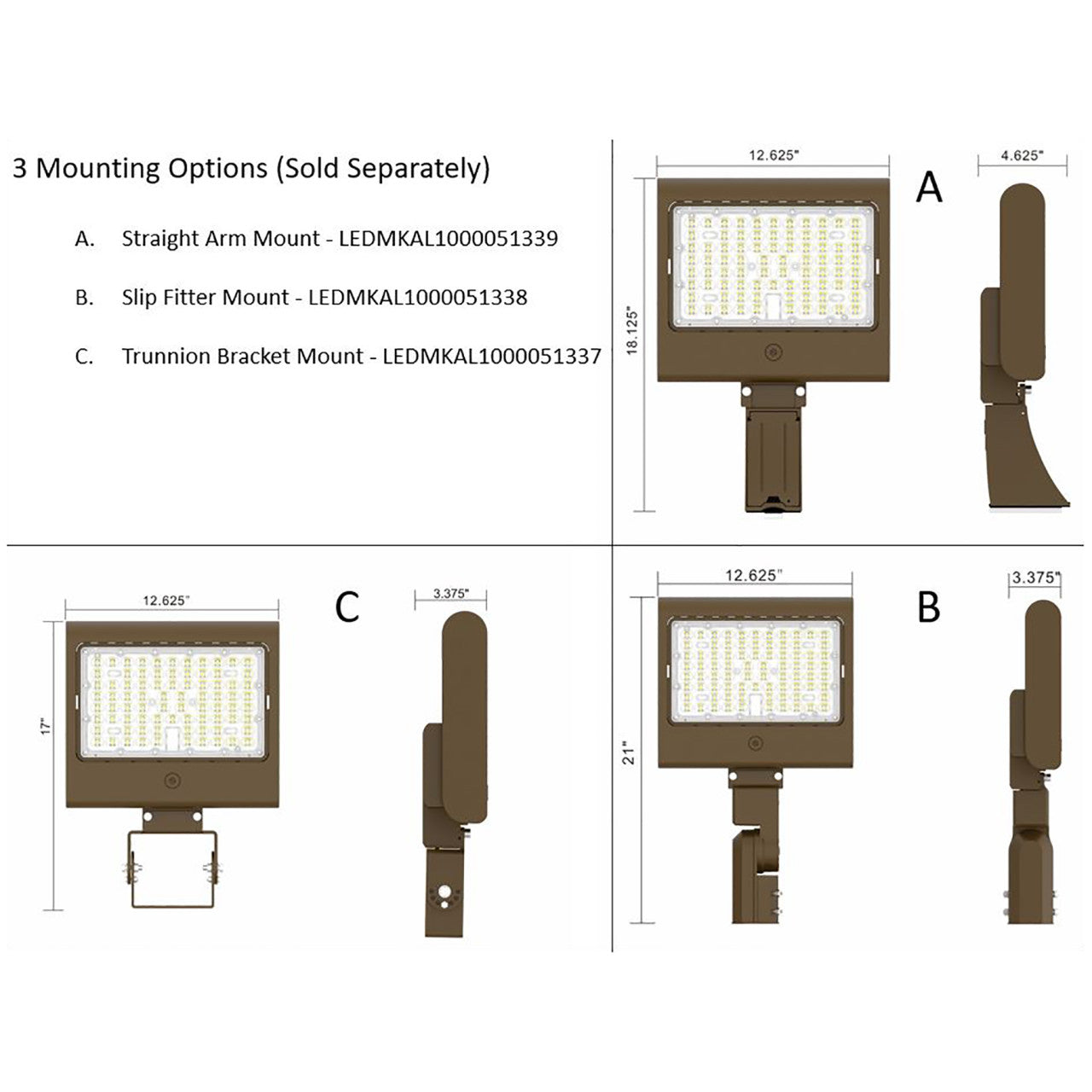 LED Wattage Tunable Area Light w/ Built-In Photosensor - 50W/80W/100W/150W - 5000K