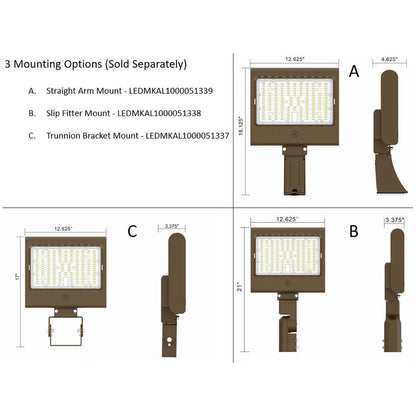 LED Wattage Tunable Area Light w/ Built-In Photosensor - 50W/80W/100W/150W - 5000K