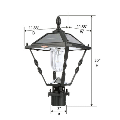 Solar LED Spiral Frame Post Light - 120 Lumens - 2700K - Black Finish -Gama Sonic