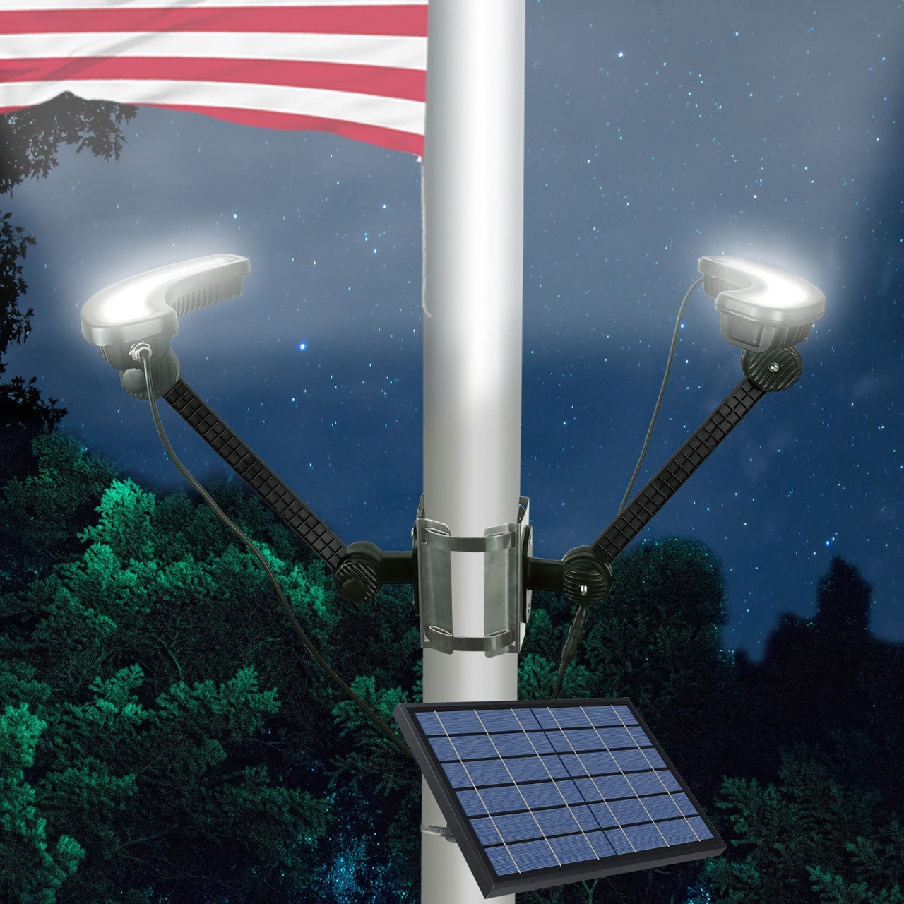 Solar LED Curved Flagpole Light - 1320 Lumens - LumeGen