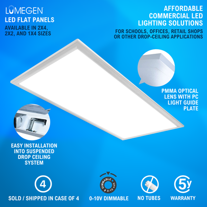 Case of 4 - 2x4 LED Flat Panel Light - 50W - 35K/40K/50K - LumeGen