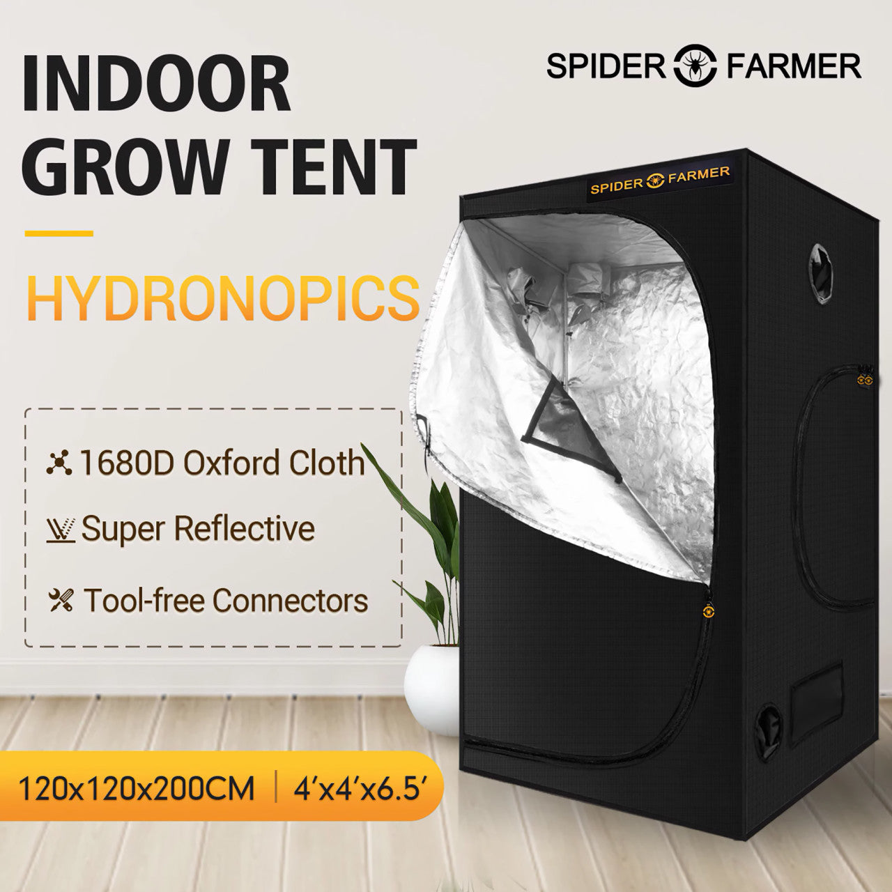 4ft. x 4ft. x 6.5ft. Indoor Grow Tent - Spider Farmer