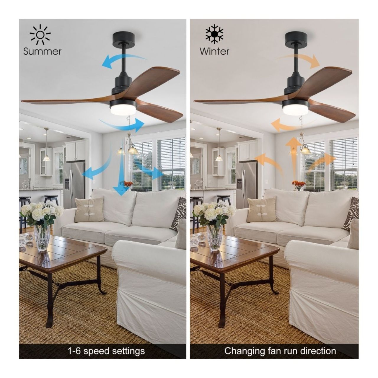 52in. Ceiling Fan with LED Light Kit - 18W - 800 Lumens - Color Selectable - Remote Control