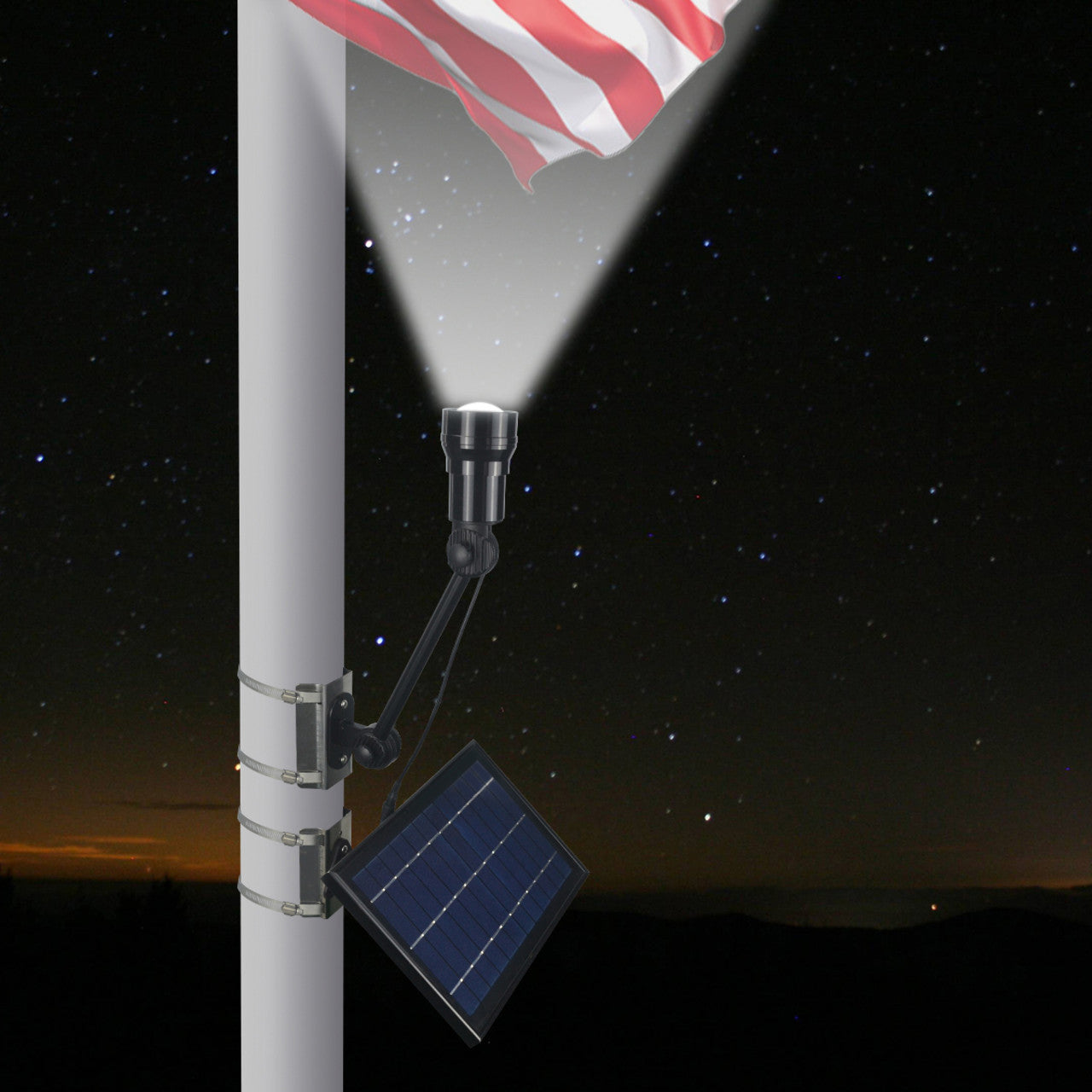 Solar LED Adjustable Flagpole Spot Light - 450 Lumens - LumeGen