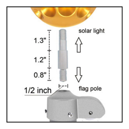 Solar LED Flag Pole Ball Topper Light - 10 LEDs - White/Black/Gold/Silver Finish