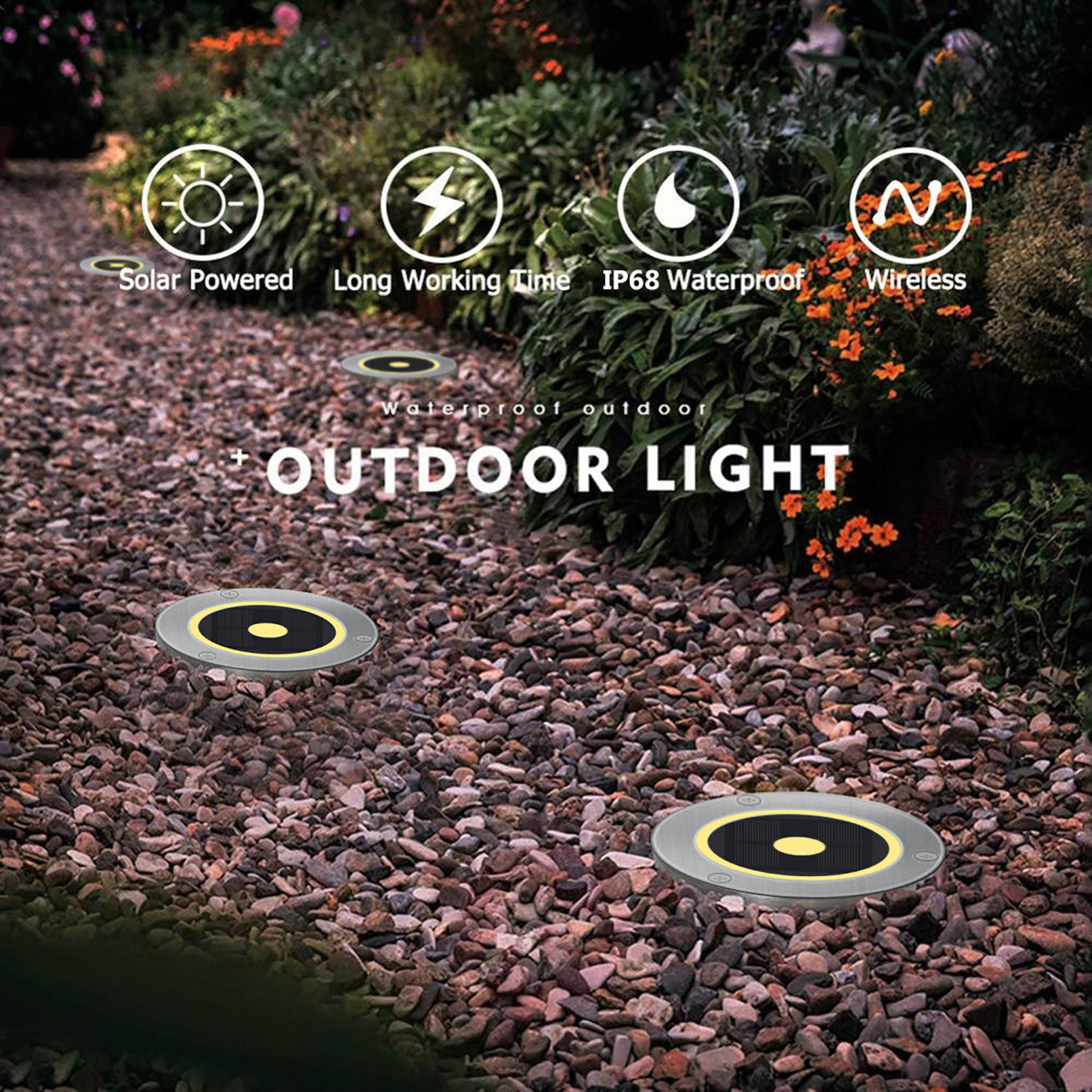 LED Solar Round Deck Light for outdoor driveway, garden, path, patio, or lawn - LumeGen