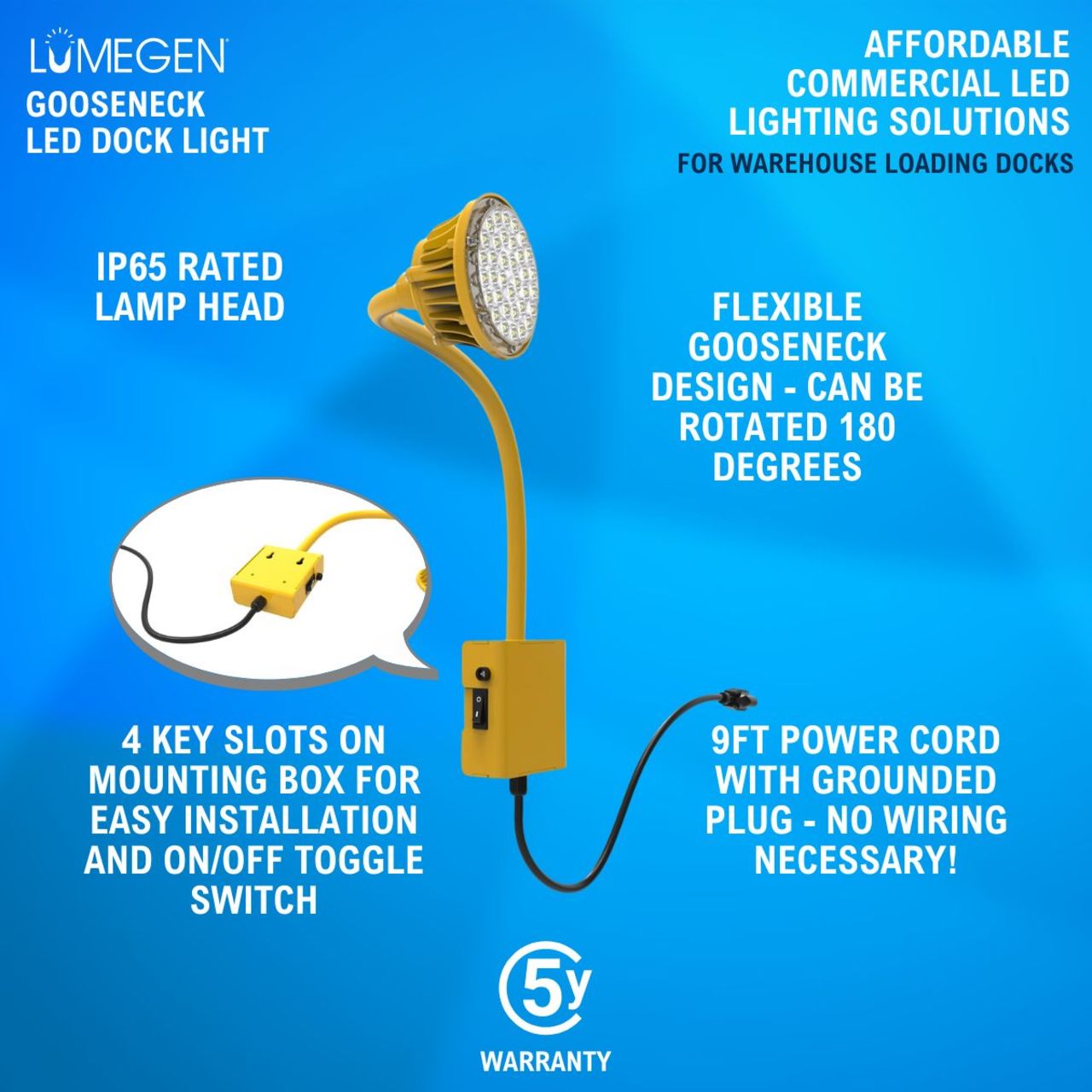 LED Gooseneck Dock Light - 20W - 3000 Lumens