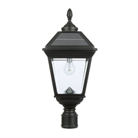 Solar LED Imperial Bulb Post Light - Black Finish - Trapezoidal Panels - Gama Sonic