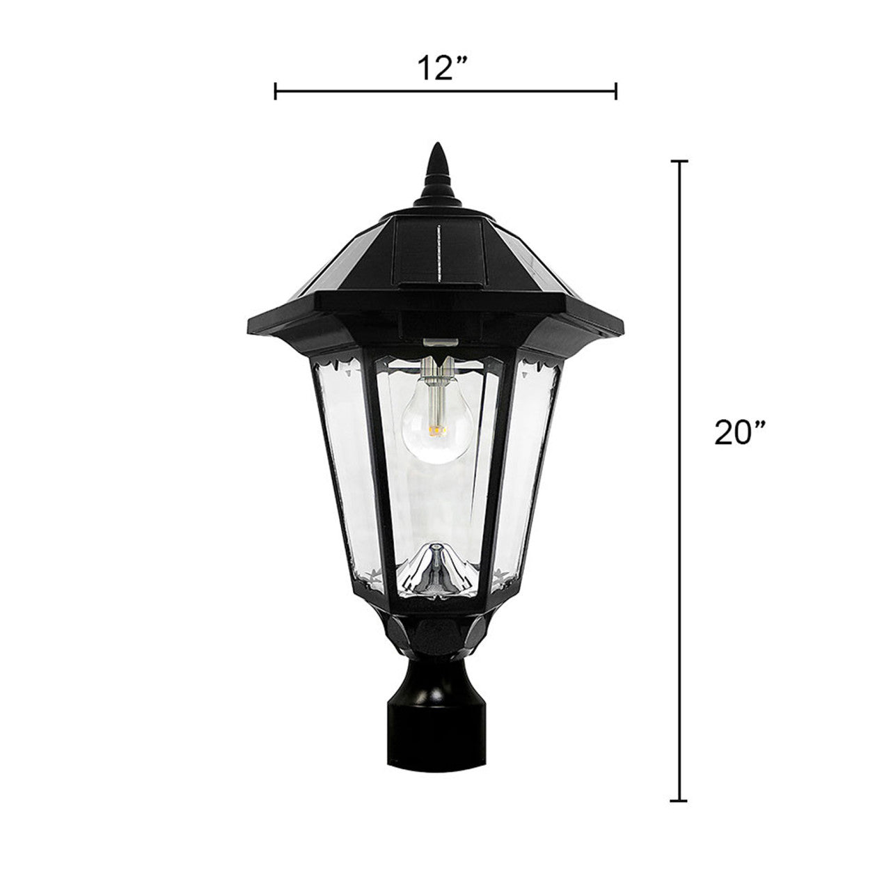 Solar LED Windsor Lantern Light - Black - Gama Sonic