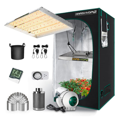 LED Full Spectrum Grow Light and 4ft. x 4ft. Tent Kit - TSW 2000 - 300W - Mars Hydro