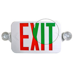 LED Low Profile Exit & Emergency Combo Sign - Red/Green Letters - 90 Min. Emergency Runtime - LumeGen