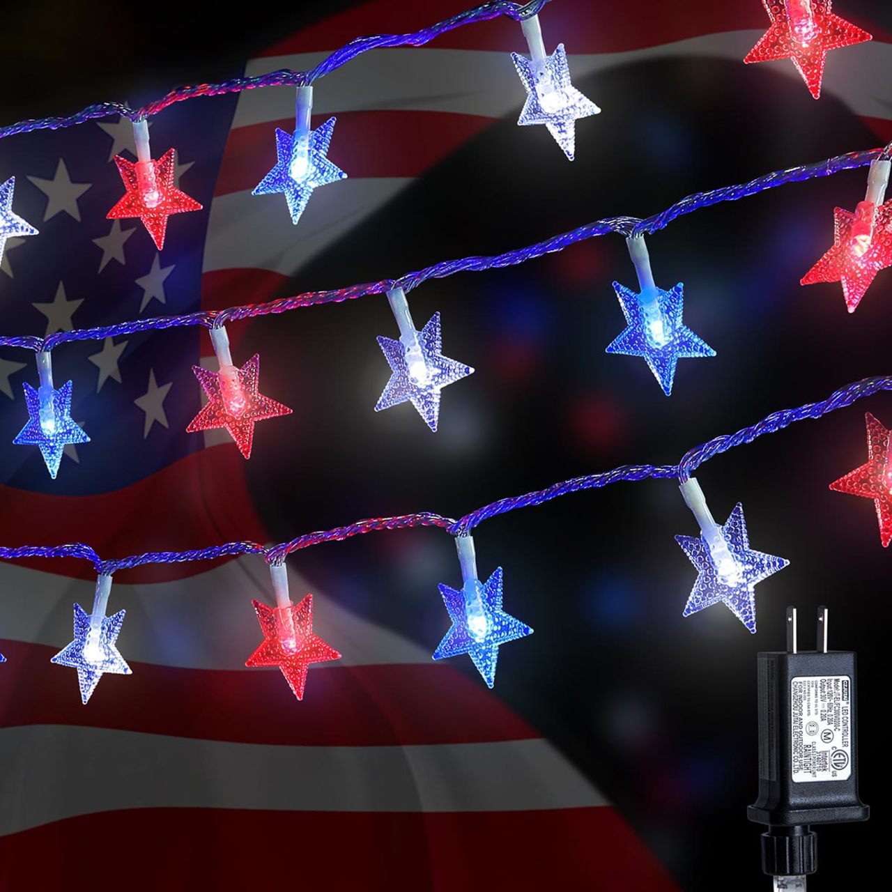 32ft. LED Star String Lights with 8 Light Modes - IP65 Waterproof Rated