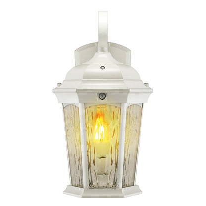 LED Outdoor Wall Flame Lantern Light - 12.5W - 1200 Lumens - 3000K - White Water Glass Finish - Euri Lighting