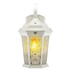 LED Outdoor Wall Flame Lantern Light - 12.5W - 1200 Lumens - 3000K - White Water Glass Finish - Euri Lighting