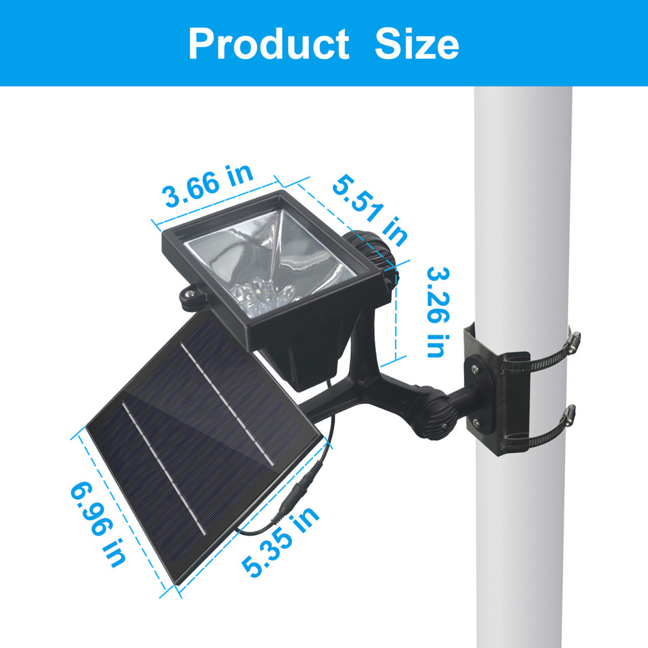 Solar LED Flagpole Light - 720 Lumens - LumeGen