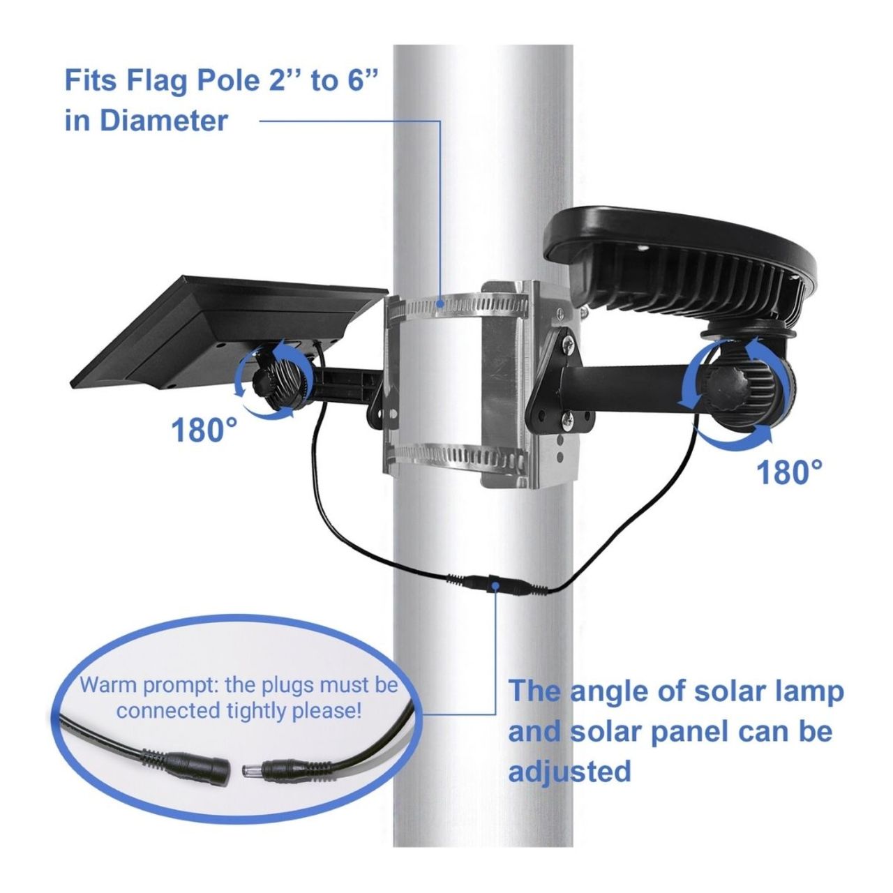 Solar LED Curved Spot Light - Ground Stake or Pole Installation - 6 LEDs - LumeGen