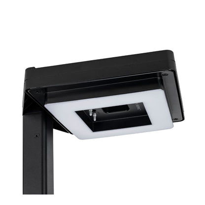 Solar LED Contemporary Square Post Light with 8ft Square Pole - Black Finish - Gama Sonic