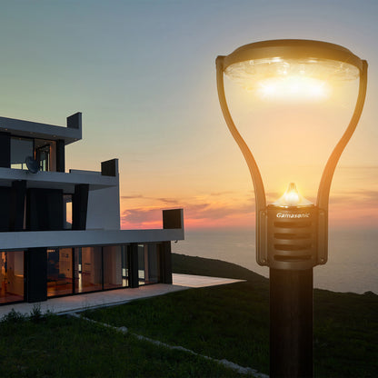 Solar LED Modern Post Light - 150 Lumens - 2700K - Black Finish - Gama Sonic