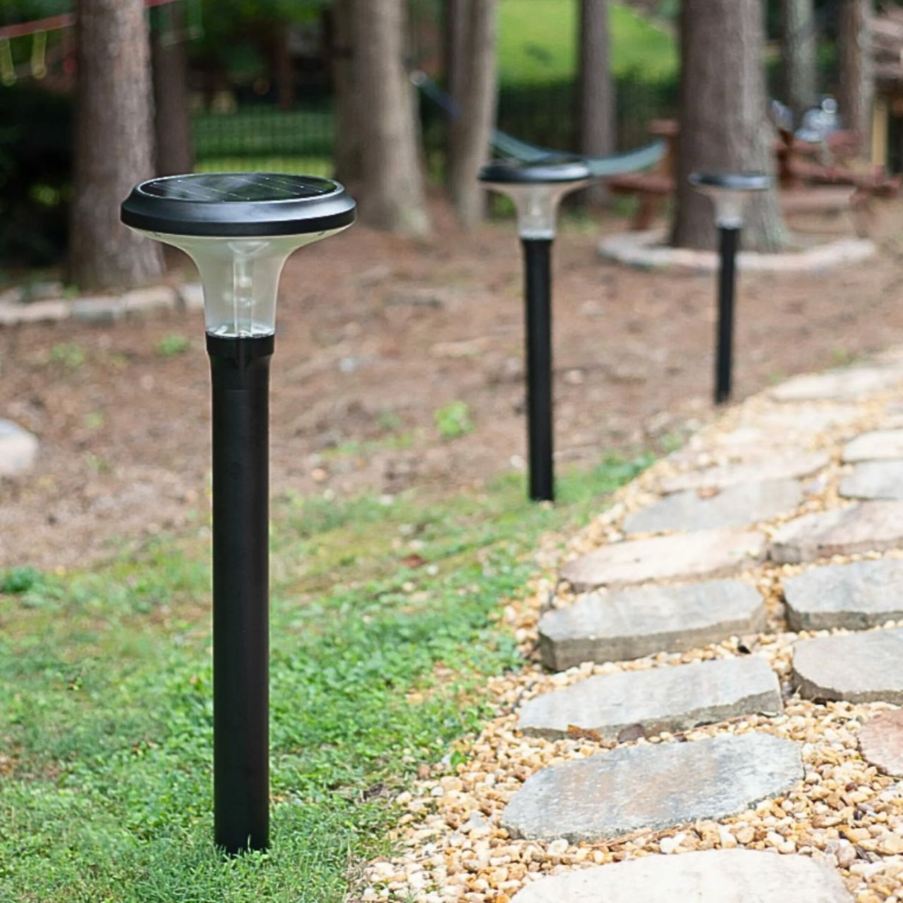 2-Pack Solar LED Vantage Bollard Pathway Light - Black Finish - Gama Sonic