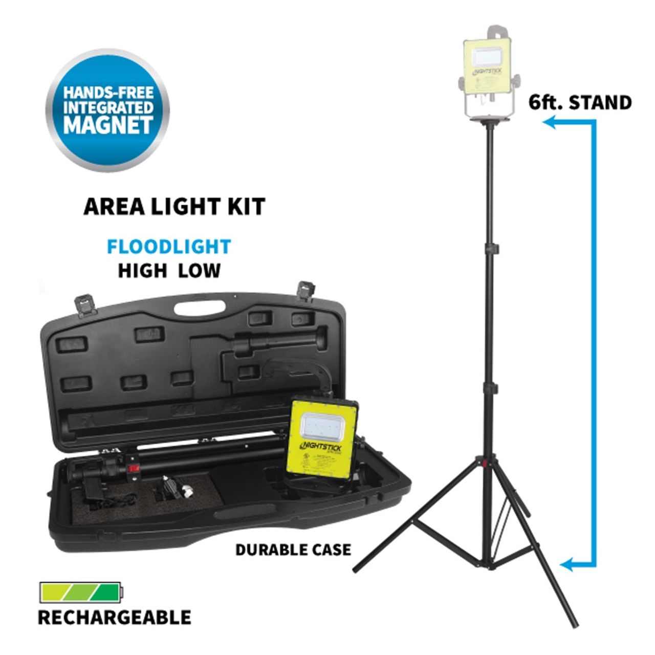 Nightstick Intrinsically Safe Magnetic Scene Light Kit w/6' Tripod & Blow Molded Case - Li-Ion - Green - UL913 / ATEX