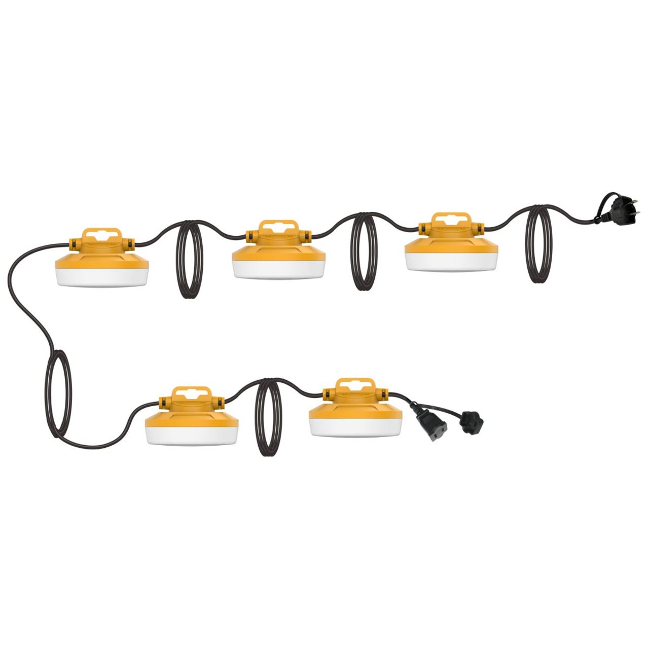 50ft LED Construction Temporary String Light - 50W - 1200 Lumens/Head - 5 Light Heads - IP65 Waterproof - LumeGen