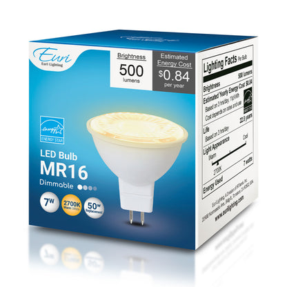 LED MR16 Bulb - 7W - 500 Lumens - 12V - GU5.3 Base - Euri Lighting