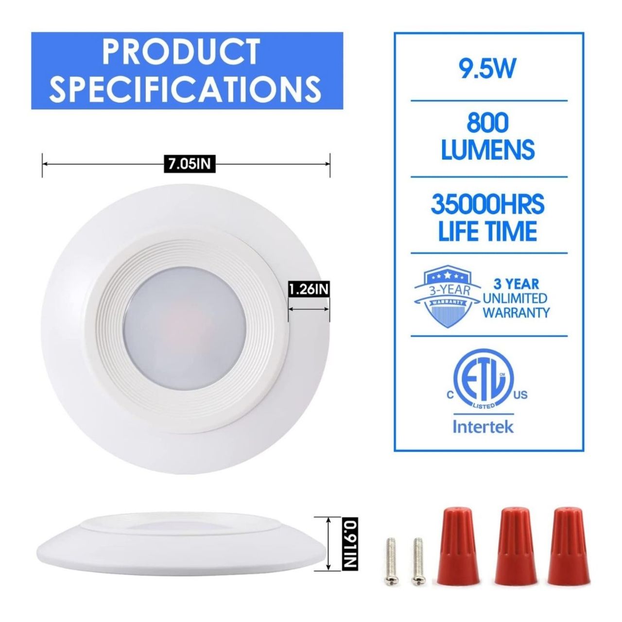 Case of 20 - 6in LED Disk Light - Wet Location - 9.5W - 800 Lumens - Energetic Lighting