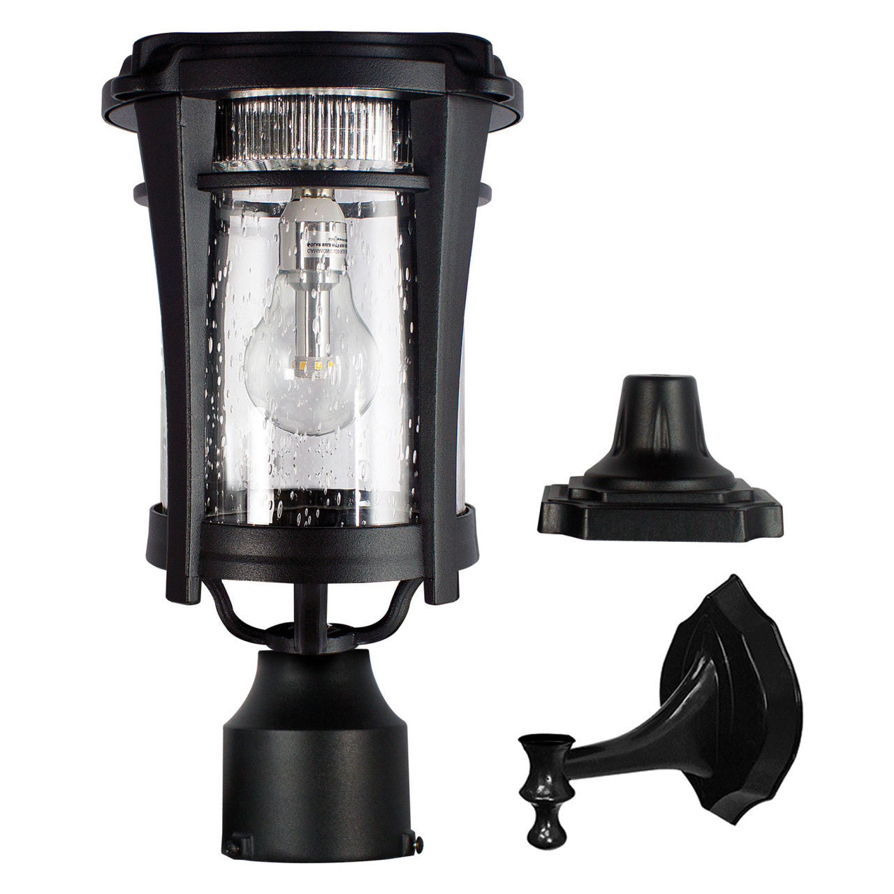 Solar LED Aurora Lantern Light - 50 Lumens - 2700K - Black Finish - Gama Sonic