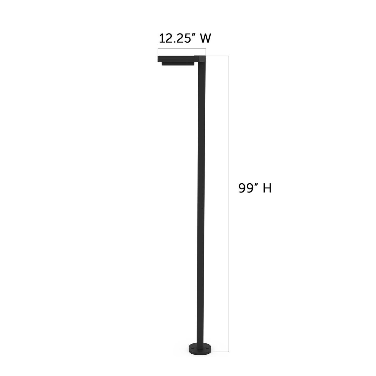 Solar LED Contemporary Square Post Light with 8ft Square Pole - Black Finish - Gama Sonic