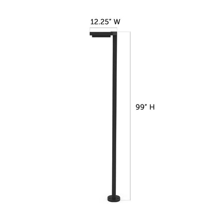 Solar LED Contemporary Square Post Light with 8ft Square Pole - Black Finish - Gama Sonic