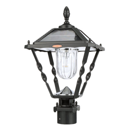 Solar LED Spiral Frame Post Light - 120 Lumens - 2700K - Black Finish -Gama Sonic